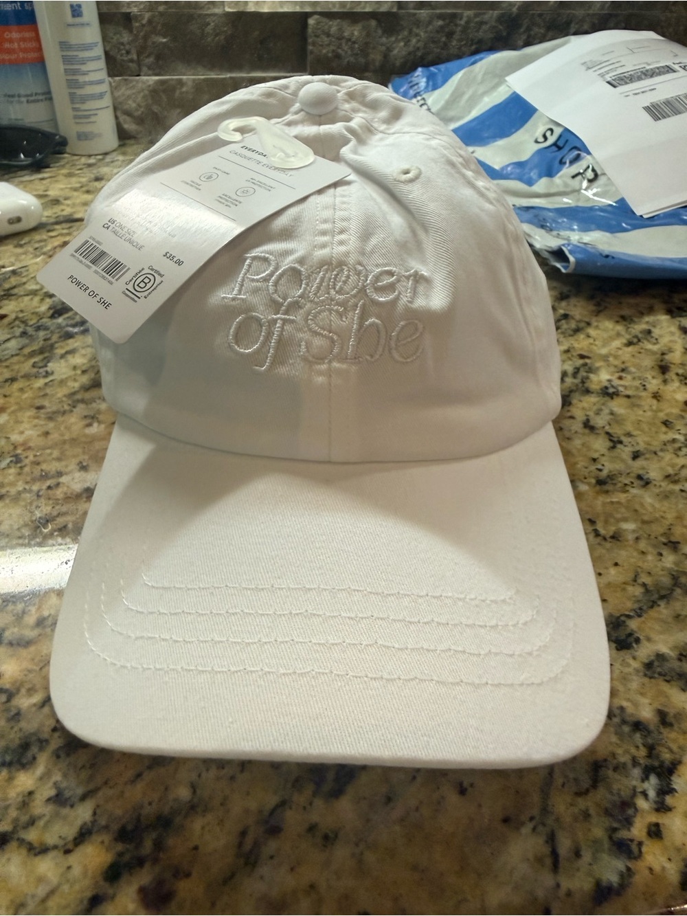 Athleta White "Power of She" Embroidered Baseball Cap